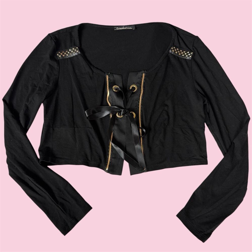 La mode est a vous Black long sleeve crop top/bolero